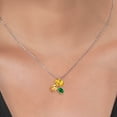 thumbnail image 3 of 925 Silver and 10K Yellow Gold Yellow Citrine and Green Created Emerald Pendant Necklace for Women (2.40 Cttw, Oval 8X6MM, 7X5MM and 6X4MM, Gemstone November Birthstone, with 18 inch Chain), 3 of 4