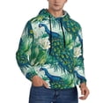 thumbnail image 2 of Sikiie Peacock And Flowers Men's Hoodie, Essentials Hoodie, Sweatshirt, Pullover Hooded Sweatshirt for Men-Small, 2 of 7