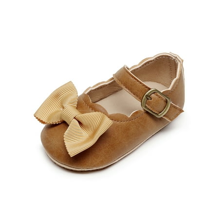 

Woobling Newborn Mary Jane First Walking Flats Prewalker Dress Shoes Wedding Princess Shoe Breathable Comfort Fashion Brown 5C