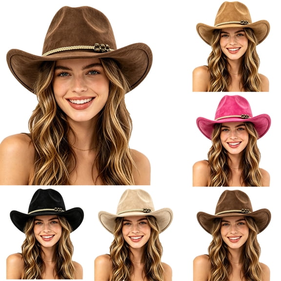 LILIYA Cowboy Hat,Cowgirl Hat,Lightweight Western Cowboy Hats for Women/Mens/Straw Casual with Shapeable Wide Brim Cowboy Hat Jazz Cap Fedora Headwear