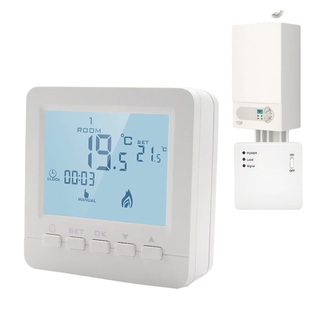 Wireless Thermostat For Gas Boiler Heating Smart Digital Temperature Controller Sensor Kit Programmable Battery Powered ,Install Easy