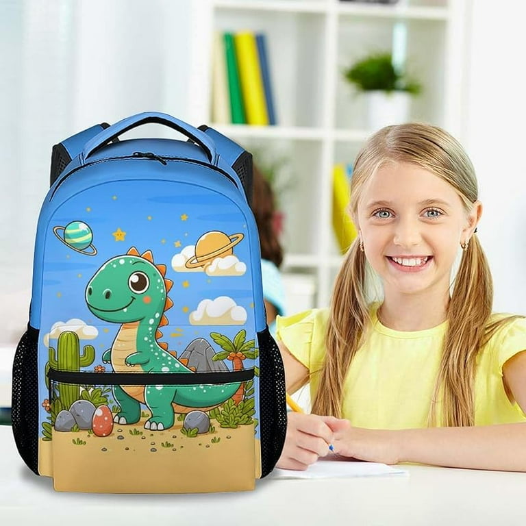 Personalized Dinosaur School Backpack for Boys 17 Inch Dark Blue Backpacks for Girls Lightweight Cute Bookbag for Preschool Walmart