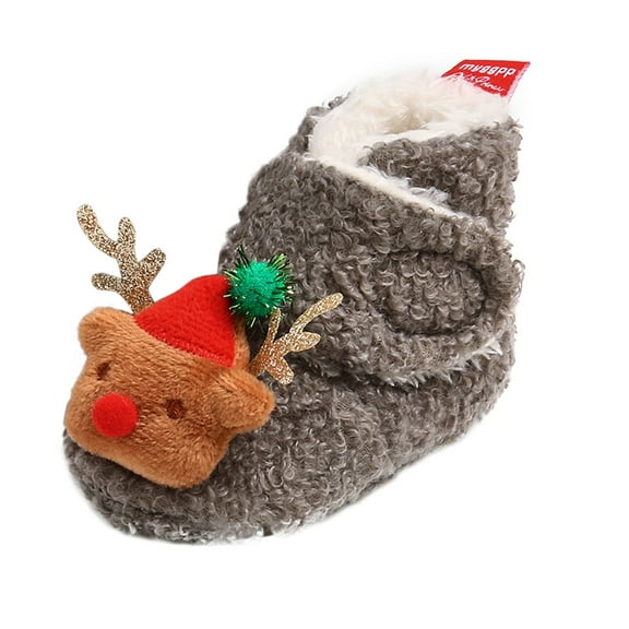 Christmas Prewalker Toddler Boots Premium Soft Anti-Slip Sole Warm Winter Boots for Infant Baby Girls