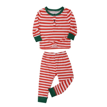

Fesfesfes Pjs Xmas Family Set Child Stripe Printed Top + Pants Family Matching Pajama Set Sale Items
