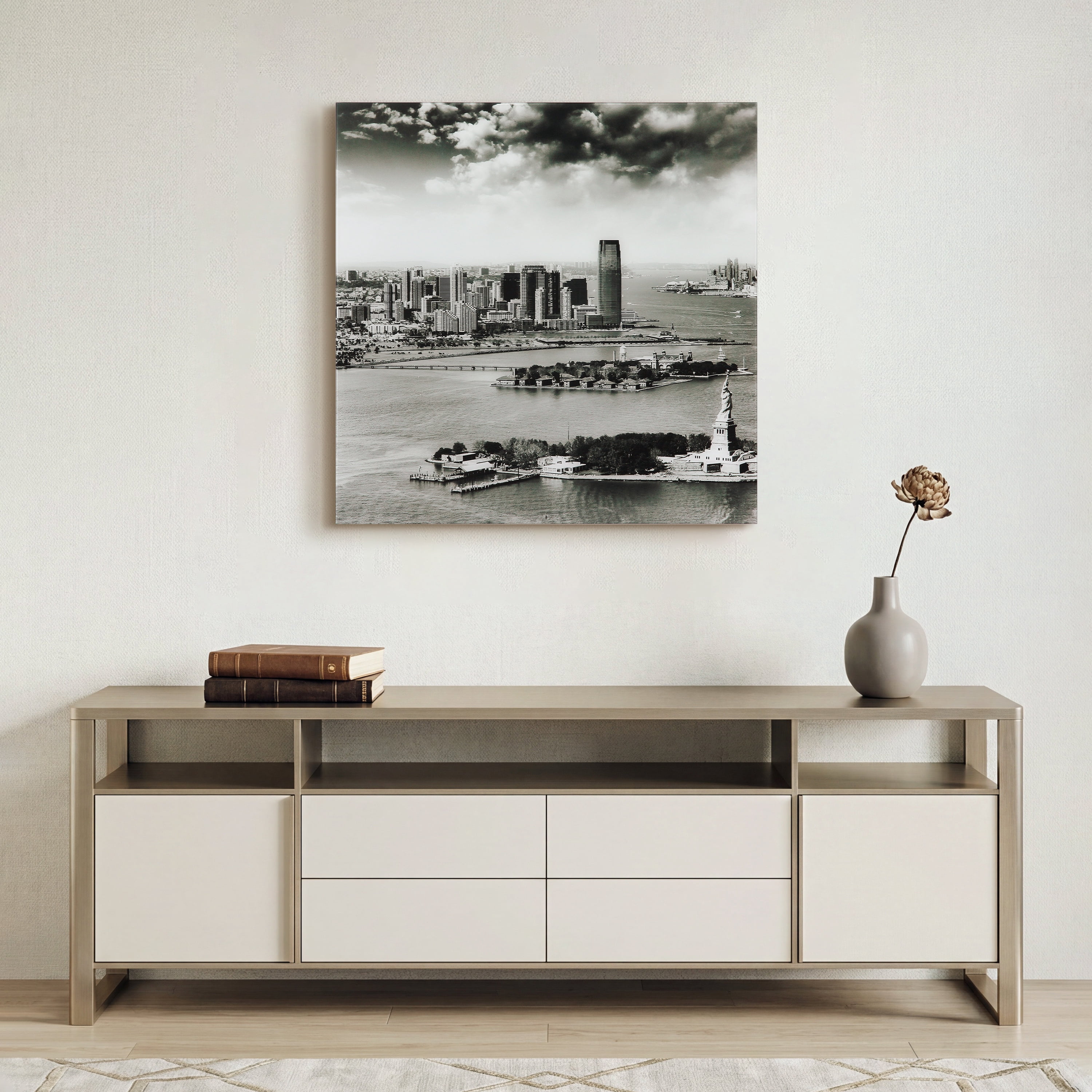 Empire Art Direct New York Skyline A & B Frameless Free Floating Tempered Glass Panel Graphic Wall Art, 36" x 36" each, Ready to Hang