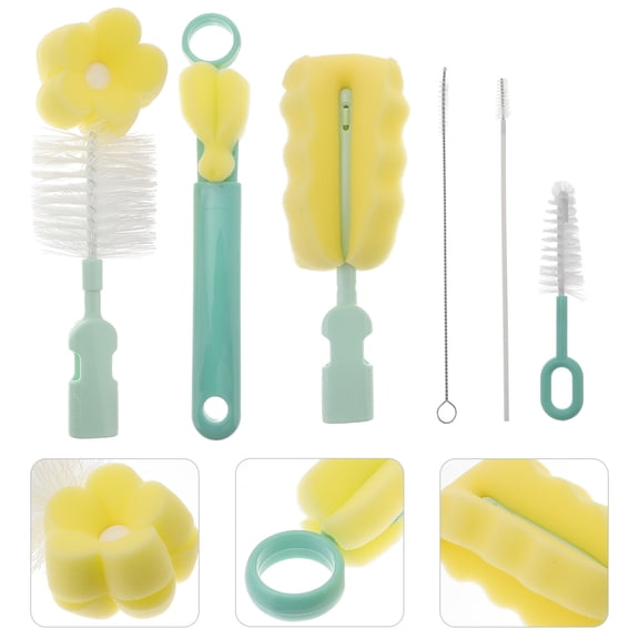HONITANO 5Pcs Milk Bottle Brushes Set Assorted Color Cleaning For Baby Feeding Bottles 11.4in