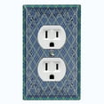 thumbnail image 1 of Metal Light Switch Plate Cover Blue Plaid Paisley Bandana Tile Pattern TIL076, 1 of 13