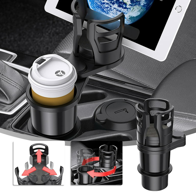 Sunward Car Cup Holder Expander Adapter, Vehicle-Mounted Water Cup Drink  Holder Multifunctional, 360 Degrees Rotating Car Dual Cup Mount -Adjustable