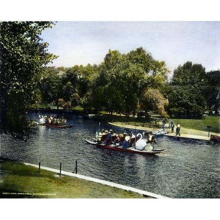 - Boston Swan Boats C1900 Nin The Public Gardens Oil Over A Photograph C1900 Rolled Canvas Art - (24 x 36)