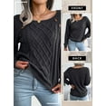 thumbnail image 7 of STARVNC Women Crew Neck Long Sleeve Buttons Cable Knit Ribbed Sweater, 7 of 7