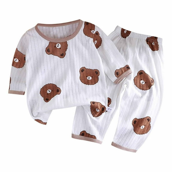 Loopsun Toddler Summer Pajamas, Pajama Sets for Toddler, Toddler Kids Girls Boys' Casual Long Sleeve Casual Thin Home Clothing Two Piece Set Brown 8-9 Years