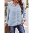 thumbnail image 5 of Asyoly Women's V Neck Puff Long Sleeve Lace Crochet Blouse Flowy Casual Shirts Swiss Dot Pom Pom Tops, 5 of 7