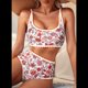 thumbnail image 5 of Conjuntos de Bikini para Mujer con Estampado Floral, Trajes de Baño de Dos Piezas con Escote Redondo y Cintura Alta. Naranja y Rojo M, 5 of 9