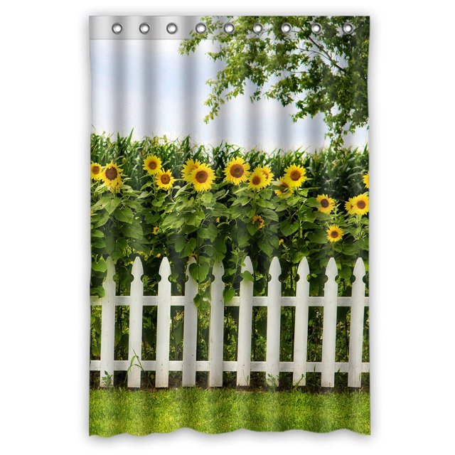 Cortina de ducha ABPHQTO Amazing Sunflowers de poliéster impermeable Decoración de baño 120x180 cm