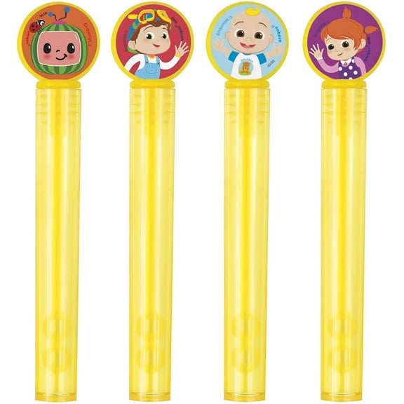 Unique Cocomelon Bubble Tubes & Wands, Pack of 4, Yellow