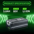thumbnail image 6 of 5.0AH Battery GWL1840 Replace for Greenworks 80V Li-ion Battery GBA80200 GBA80250 GBA80400 Compatible with Greenworks 80V Cordless Power Tools ED80L00 BL80L00, 6 of 6