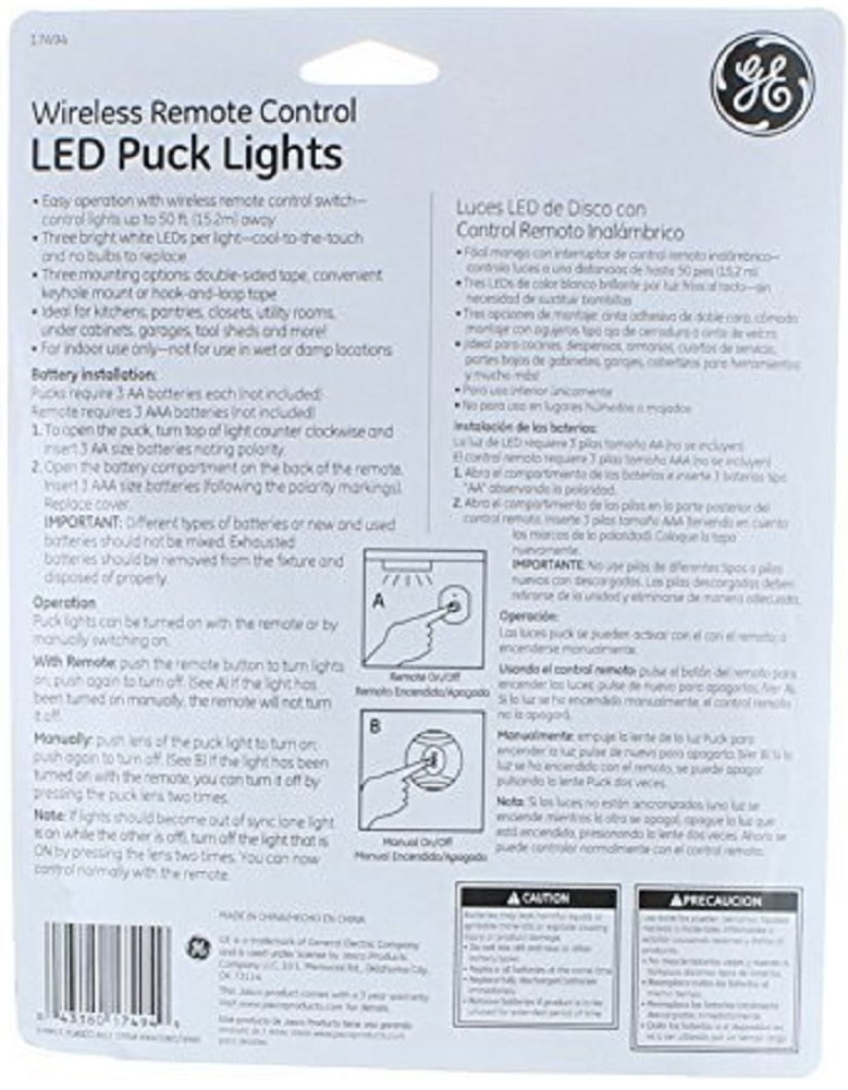 Ge Wireless Remote Control Led Puck Lights 3 White 2 Pack Ge Wireless Remote Control Led Puck Lights 3 White 2 Pack 17494 Com