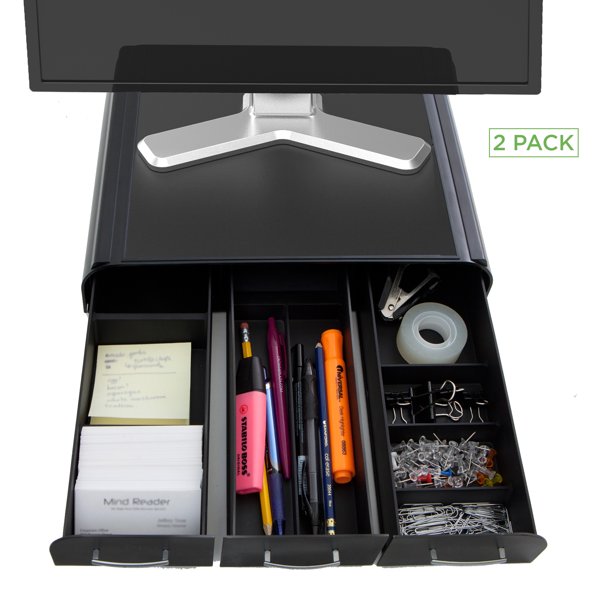 Mind Reader PC, Laptop, Monitor Stand and Desk Organizer with 3 Drawers