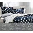 thumbnail image 2 of Elegant Comfort 3-Piece Luna Ogee Pattern Collection, Reversible Sherpa Comforter, Soft, Breathable & comfy Fabric, High Quality Micro-Suede, Ogee Pattern Sherpa Comforter, Cal King, Midnight Navy, 2 of 5