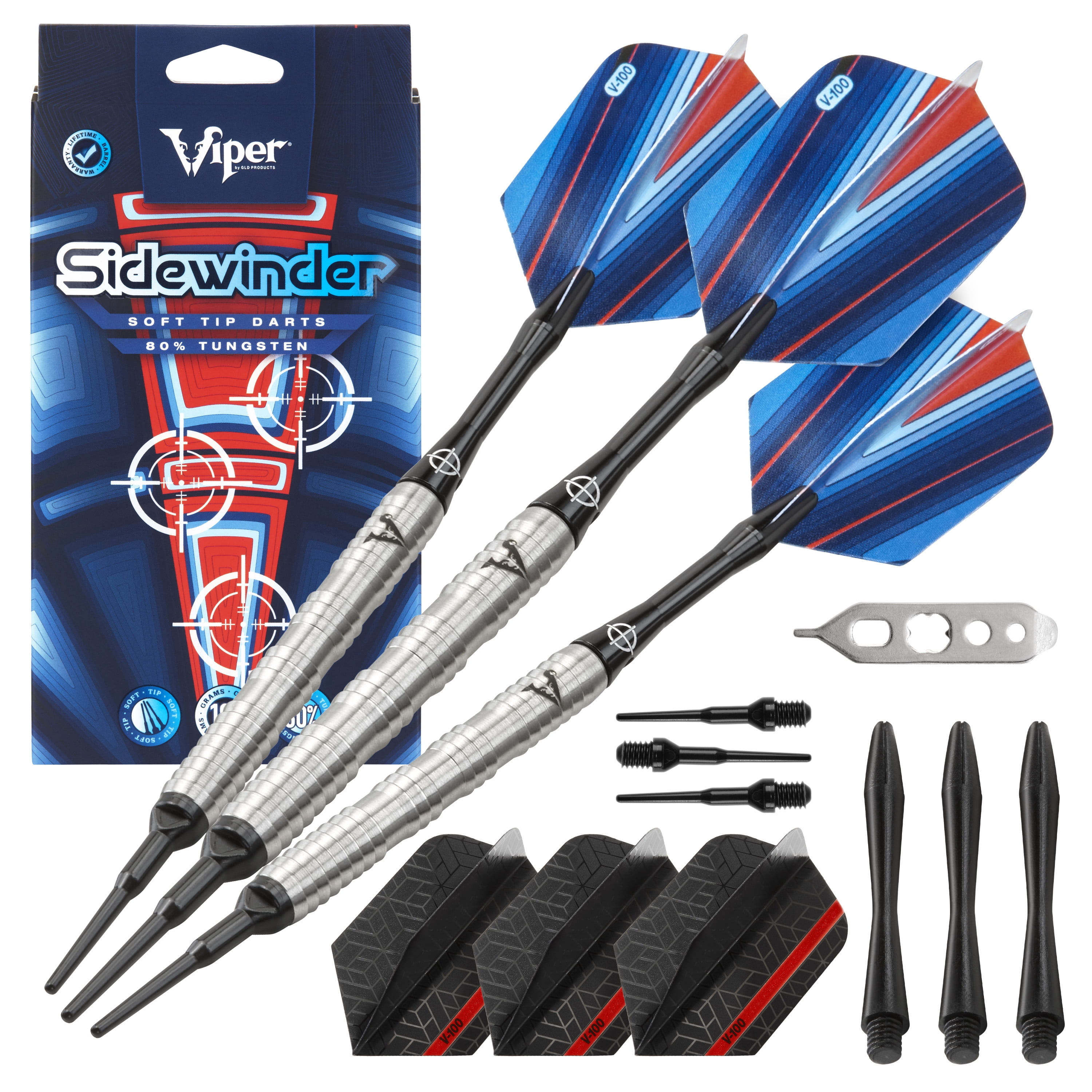 Viper Sidewinder Tungsten Soft Tip Darts Shark Fin Barrel 18 Grams and Casemaster Realtree Hardwoods Deluxe Camouflage Dart Case