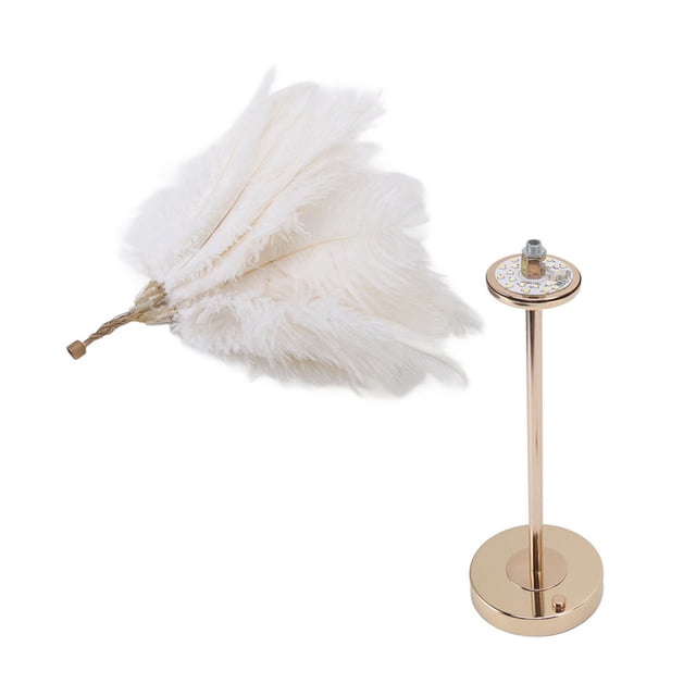 Lámpara De Escritorio Sensible Al Tacto, Lámpara De Plumas De Avestruz, Fácil Instalación, Interruptor Táctil, Atenuación De 3 Colores Con 30 Plumas Para Dormitorio