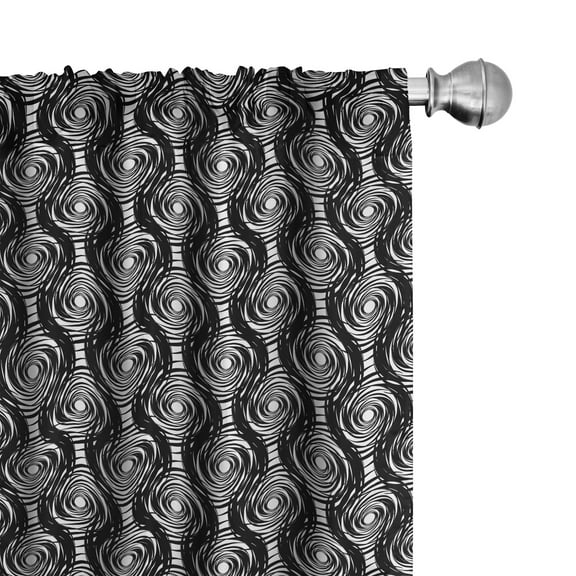 Ambesonne Abstract Curtains, Scribble Round Spirals, Pair of 28"x84", White and Black