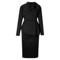 thumbnail image 4 of Dresses for Women 2024 Formal Bow Slim Fit Suit Dress Set Short Sleeve Wrap Work Dress, 4 of 5