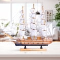 thumbnail image 1 of Accent Collection Brown And White Wooden Ship Model With Realistic Cloth Sails, Marine-Inspired Decoration For Nautical Charm, 1 of 5