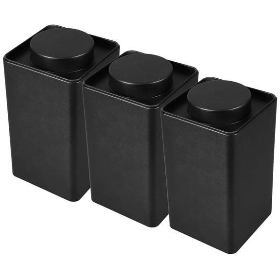 OATIPHO Tea Storage Container Tea Canister Tinplate Black 3Pcs