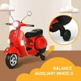 thumbnail image 4 of Uenjoy 6V Kids Ride On Electric Motorcycle Vespa Battery Powered Motor Bike with Auxiliary Wheels, LED Lights, Music, Loud Horns, Rearview Mirror, For Ages 3-6 - PX150 Red, 4 of 5