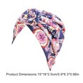 thumbnail image 4 of Bohemian Styles Turbantes para mujer Diseño elástico Headwrap Pre-Tied Cap Skullcap plisado Sombreros de moda Swirly Headcover fantasía azul oscuro Inevent AP008212-10, 4 of 4