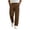 Brown, variant on Mens Straight Leg Pants with Pockets Drawstring Elastic Waist Loose Casual Trousers Brown Size XL
