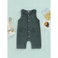 thumbnail image 2 of Bagilaanoe Newborn Baby Boy Jumpsuit 6 12 18 24 Months Infant Outfit Sleeveless Button Down One Piece Romper Playsuit Summer Clothes, 2 of 9