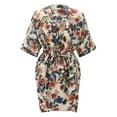 thumbnail image 6 of DHFJKG Women Silk Robes Satin Short Sleeve Bathrobe V Neck Tie Waist Floral Print Summer Soft Loungewear Comfortable Home Clothes, 6 of 6