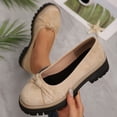 thumbnail image 2 of Zedker Platform Shoes Women Loafer Slip On-Suede Chunky Dress Loafers Casual Business Oxford for Work Beige 36, 2 of 10