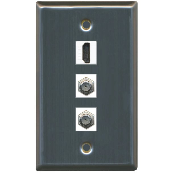 Ultra Spec Cables 1 Port HDMI 2 Port Coax Cable TV Wall Plate