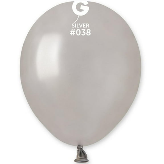 Gemar - 5 Metallic Silver Latex Balloons #038 (100pcs)
