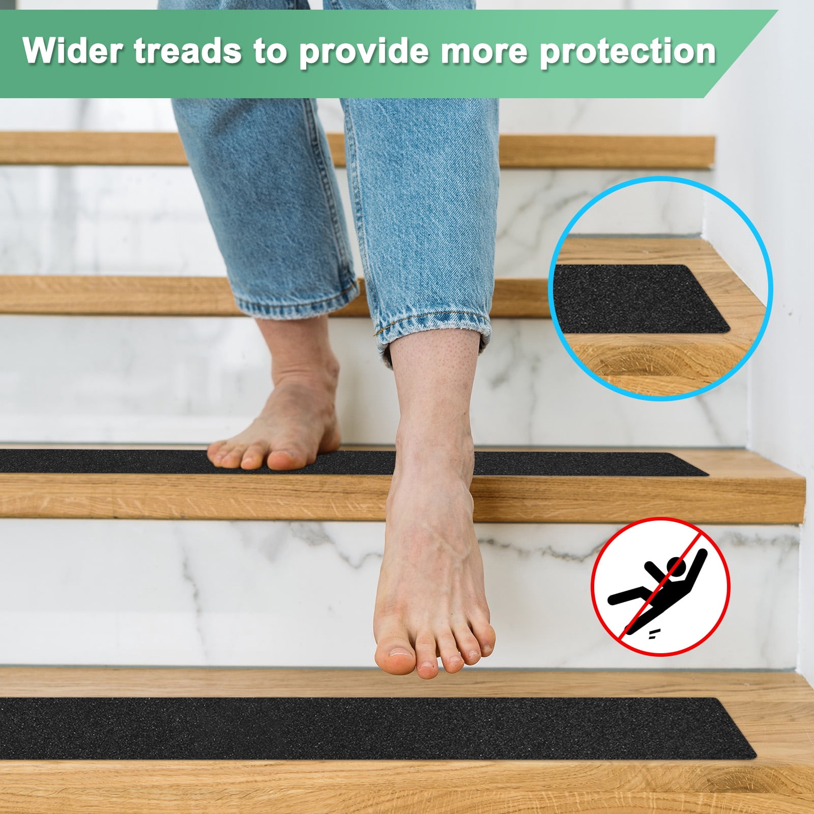 Uxcell 12-Pack Anti Slip Traction Tape 30 Inch X 6 Inch Best Grip Tape Grit Outdoor Non-Skid Tape for Stairs Step Black