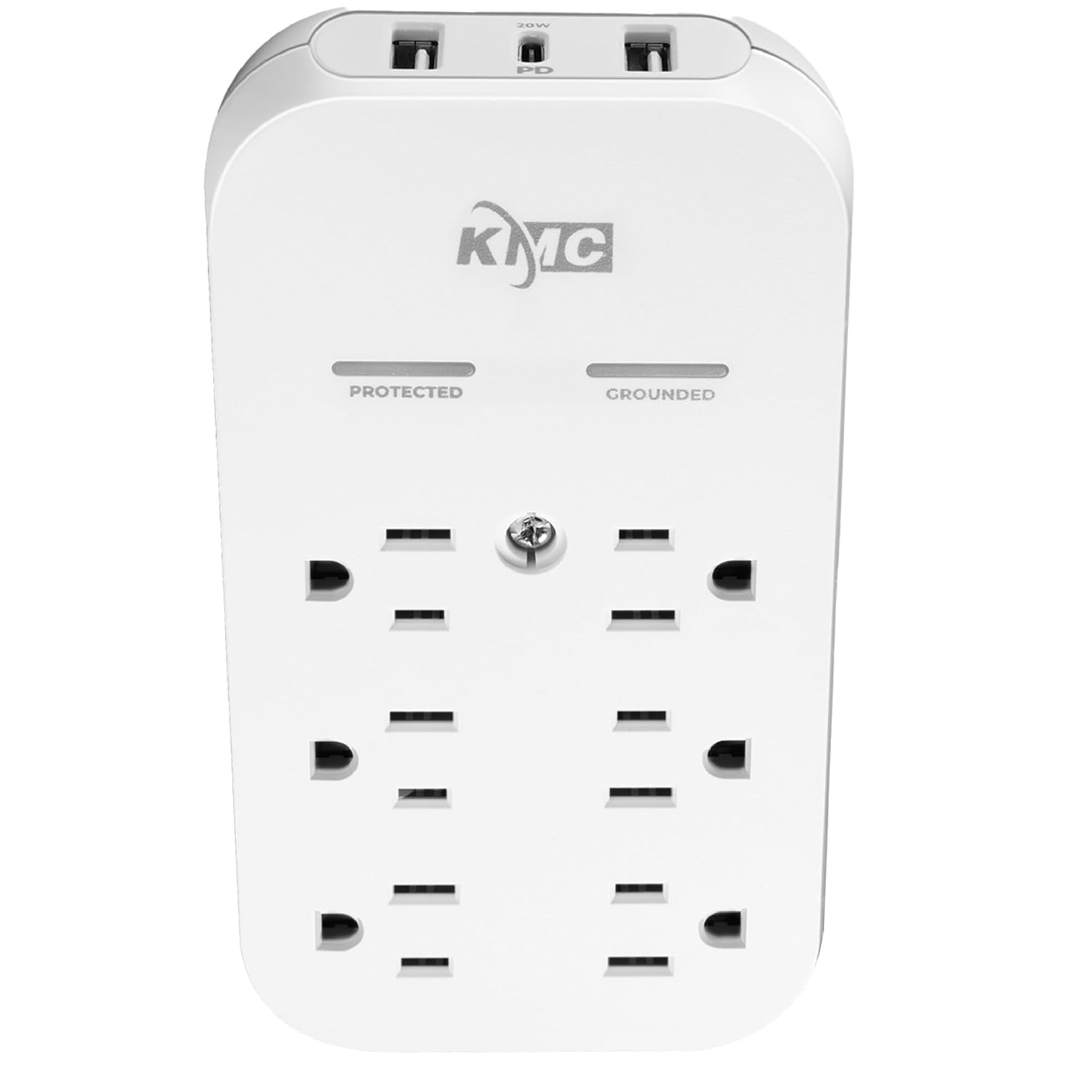 RGHJAR-6-Outlet Extender USB-C PD Surge Protector Wall Tap, Multi-Plug USB Wall Charger, 2 USB-A Ports & USB-C 20W Power Delivery, High-Speed Phone Charger, 980J Surge Protection, UL/ETL Certified, W