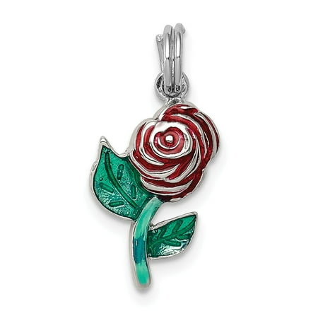 Green Enamel Rose - Roy Rose Jewelry Sterling Silver Green and Red Enamel Rose Charm