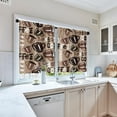 thumbnail image 5 of Xsinufn Coffee Kitchen Curtains Cartoon Window Curtains and Valances Set of 3, Vintage Brown Short Tier Curtain for Kitchen, Cute Doodle Small Kitchen Decor, 5 of 6