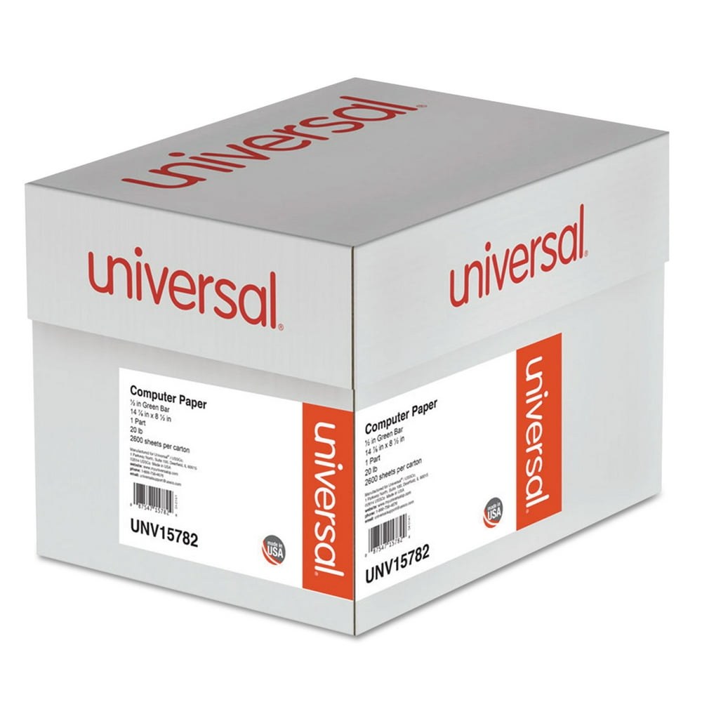 UNIVERSAL Green Bar Computer Paper 20lb 147/8 x 81/2 Perforated