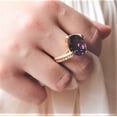 thumbnail image 2 of Stunning Purple Cubic Zirconia Solitaire Ring, 14ct Round Cut Statement Ring Size 10 Jewelry Ring Gold, 2 of 6