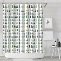 Green Christmas Tree Pattern Shower Curtain 84"x72" ,Bathroom Decorative Shower Curtains Set with 12 Hooks,Modern Waterproof Washable Shower Curtain