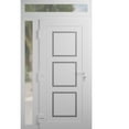 thumbnail image 4 of Front Exterior Prehung Metal-Plastic Door Frosted Glass | Manux 8661 White Silk | Side and Top Sidelite Transom | Office Commercial and Residential Doors Patio Garage 48x94 (W36+12x80+14) Right-hand, 4 of 6