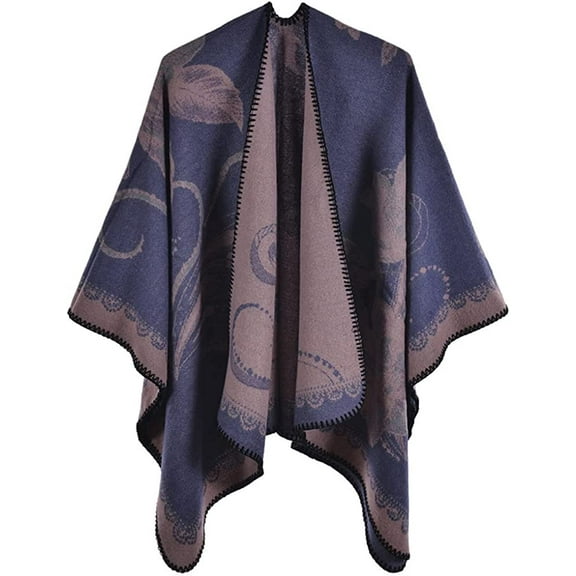 PIKADINGNIS Women Shawl Wraps Plaid Poncho Blanket Open Front Sweater Cardigan Cape Fleece Scarf Coat