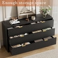thumbnail image 4 of FURNIWAY Black 6 Drawer Dresser for Bedroom, 55 Inch Wide Modern Chest of Drawers with Fluted Wood Front and Gold Metal Handles for Living Room Hallway, 4 of 8
