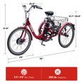 thumbnail image 3 of Folding Electric Tricycle, 350W 7-Speed Electric Trike for Adults, 26 in. 3 Wheel Electric Bike for Seniors with 36V 13Ah Battery, Step-Through e-Trike with Parking Brake & Rear Basket, Red, 3 of 18