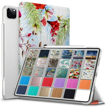 DuraSafe Cases iPad PRO 11 Inch 2 2020 3 2021 4 2022 [ PRO 11 2nd 3rd 4th ] MHMT3LL/A MHMU3LL/A MY332LL/A MY342LL/A Printed Slim PC Dual Angle Stand Clear Flip Back Cover - Birds & Flowers