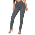 thumbnail image 3 of Vedolay Plus Size Womens Jeans High Waisted Stretchy Straight Leg Jeans Buttoned Loose Denim Pants Grey,2XL, 3 of 4